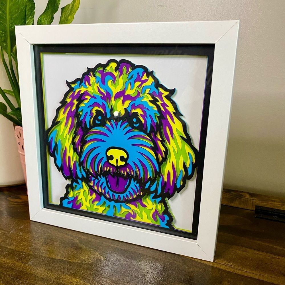 3D Labradoodle Multicolor Shadowbox - Picture 3 of 8
